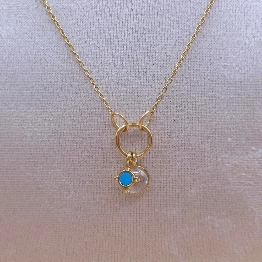 Madewell Gold necklace with blue and white charms - Picture 3 of 6